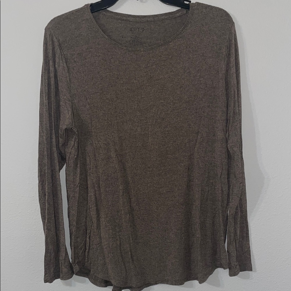 Apt. 9 Brown Relaxed Long Sleeve Tee